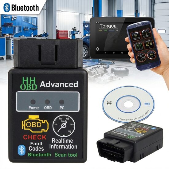 Auto datora diagnostikas iekārta V1.5 OBD2 ELM327 Bluetooth automašīnas skeneris Android Torque, kļūdu lasītājs