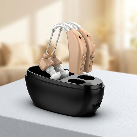 Aizauss liekams Dzirdes aparāts abām ausīm, lādējams dzirdes pastiprinātājs