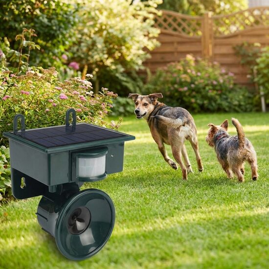 Kaķu, suņu, putnu u.c. dzīvnieku atbaidītājs ar ultraskaņu un saules bateriju