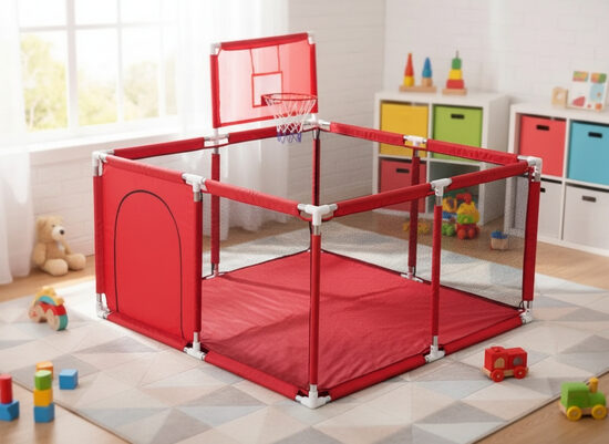 Bērnu sētiņa - manēža 62x128x66cm, sarkana
