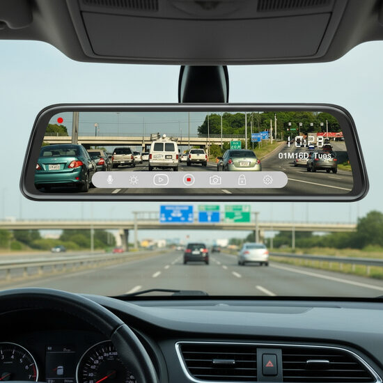 Video reģistrators spougulis HD ar atpakaļskata kameru 10'' 1080P Dual Lens, FULL SCREEN