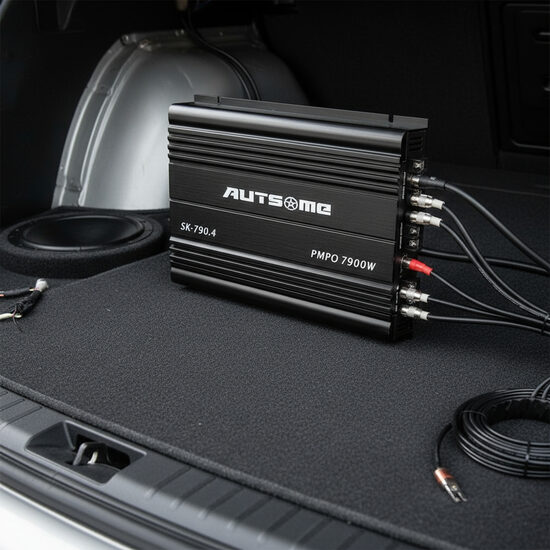 Audio pastiprinātājs 4 kanālu 12v (4Ω 3900W x 2 Ch, RMS Power Output 4Ω 120W x 4 Ch)