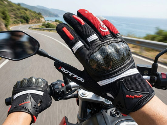 Motocikla Cimdi XXL 'Riding Tribe' (ar atstarotāju, neslīdoša virsma, aizsargs)