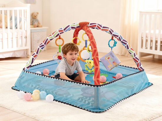 Bērnu aktivitāšu paklājs, sētiņa - manēža, zils