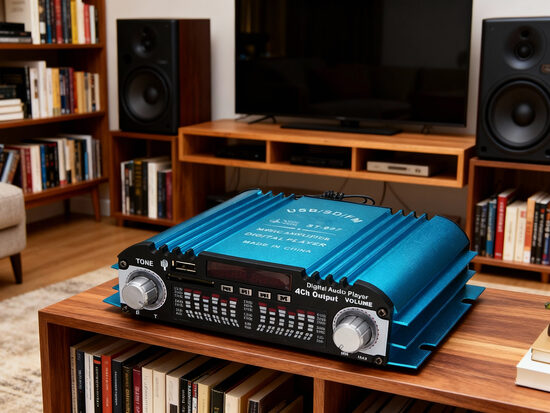 Audio pastiprinātājs Hi-Fi 350W, 4 kanāli, Fm radio, USB
