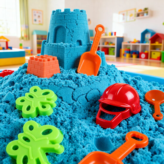 Kinētisakās smiltis 2kg, ar formiņām un mantiņām