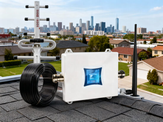 Gsm zonas pastiprinātājs ar iekšējo un ārējo antenu 10m