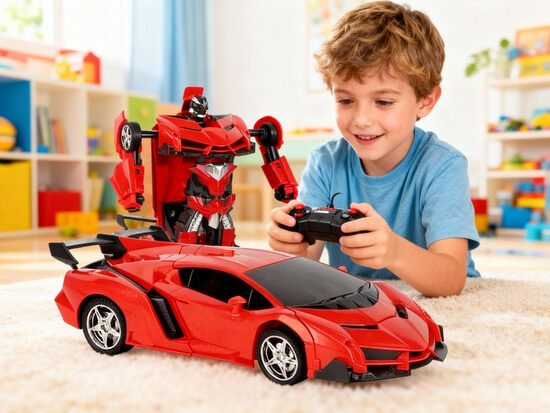 Bērnu mašīna ar pulti 'TRANSFORMERS' divi vienā, sarkana