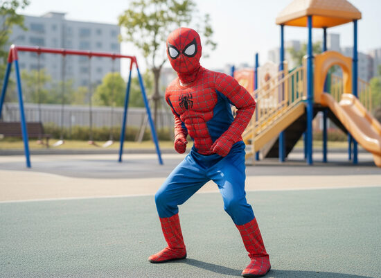 Supervaroņa Spiderman kostīms bērniem ar muskuļu efektu