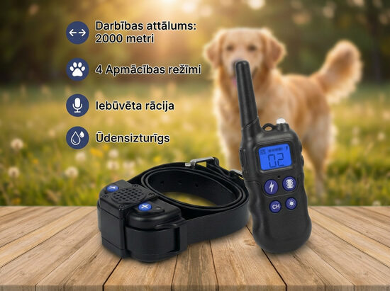 Suņu dresūras siksna ar rāciju, 2000m attālums