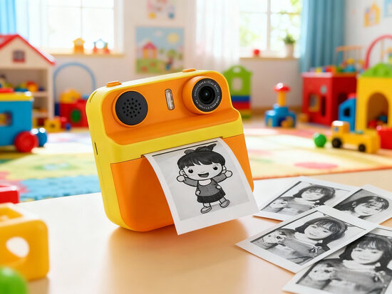 Bērnu digitālā fotokamera ar tūlītējo druku, dubulto objektīvu un 1080p video