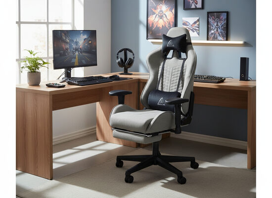  Krēsls ar Kāju Balstu un Masāžas Spilvenu, datorkrēsls birojam