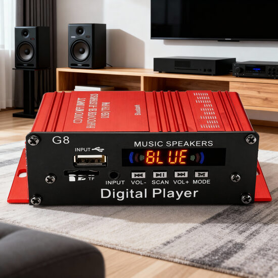 Audio pastiprinātājs 200w ar bluetooth, usb, 2 kanāli