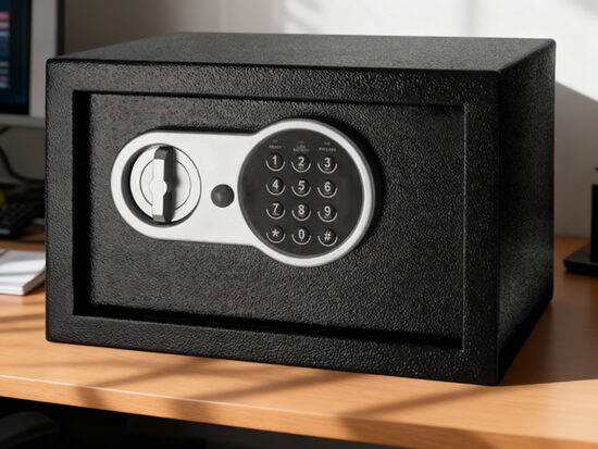 Digitālais tērauda seifs ar kodu un avārijas atslēgām 8.5L