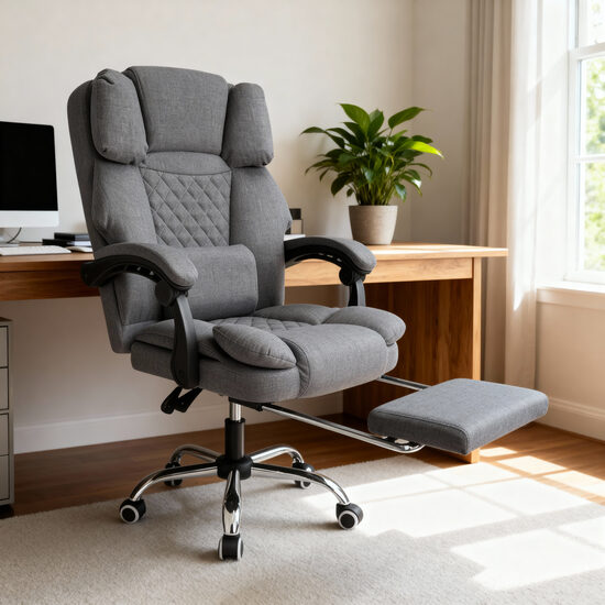 Premium biroja krēsls ar USB masāžu un izvelkamu kāju balstu