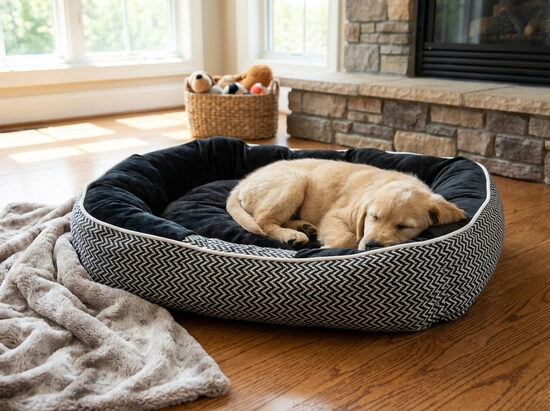 Mīksta plīša suņu guļvieta ar spilvenu, ūdensizturīgu apakšu 72x50 cm