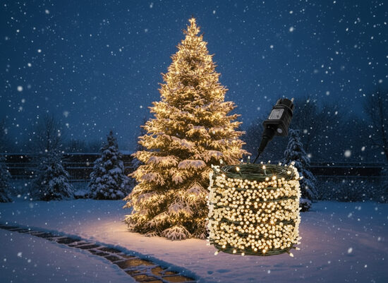 Izoxis 35m Silti Baltā LED Virtene 500 Lampiņām ar 8 Režīmiem un IP44 Aizsardzību