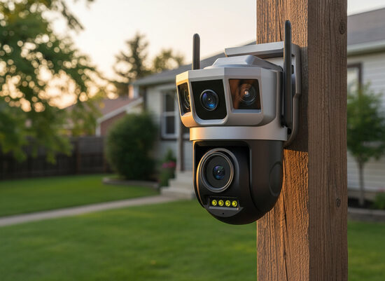 Video kamera HD Dual Lens 3 Ekrānu WiFi IP videonovērošana iekštelpām un āra videi