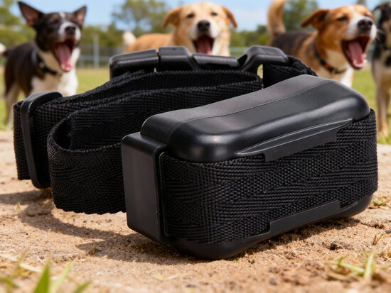 Pretriešanas suņu siksna ar ultraskaņu un elektroimpulsu