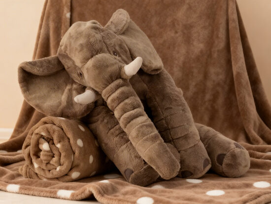 Liels plīša zilonis ar segu 80x100 cm