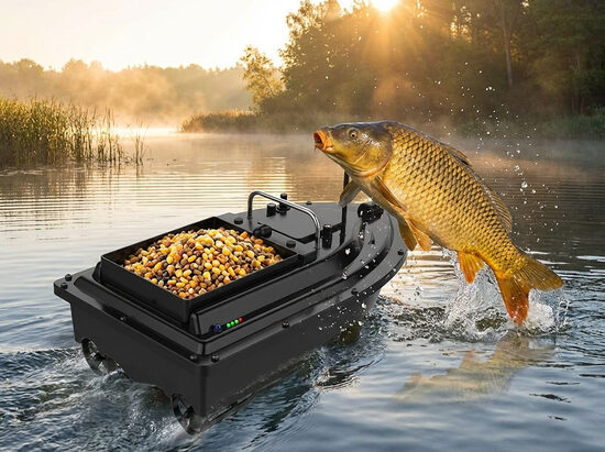 RC Makšķerēšanas Ēsmas Laiva ar 1.5 kg Tvertni, 12000mAh Akumulatoru un 300–500 m Tālvadības Diapazonu