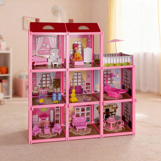 Leļļu māja 65cm ar iekārtojumu un Lelli