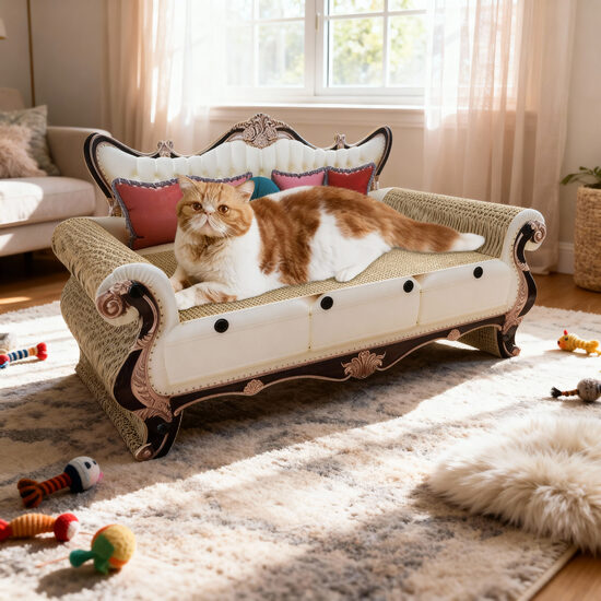 Luksusa kaķu dīvāns ar nagu asināšanas virsmu