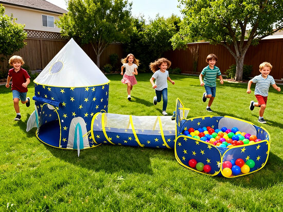 Spēļu pils ar tuneli, zila