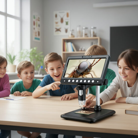 Jaudīgs Mikroskops 1200x ar lielu ekrānu