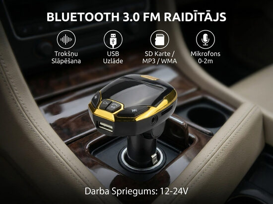 Fm transmiteris modulators ar bluetooth, handsfree