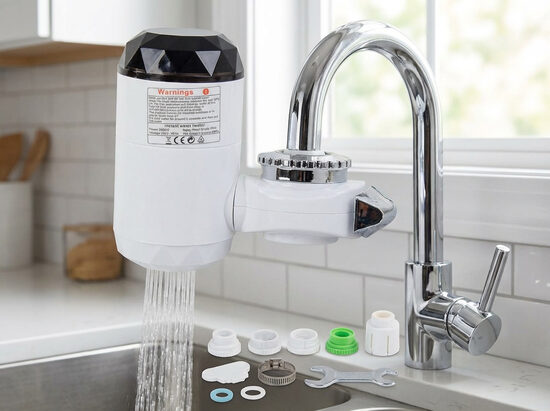 Caurteces krāns - ūdens sildītājs ar temperatūras displeju