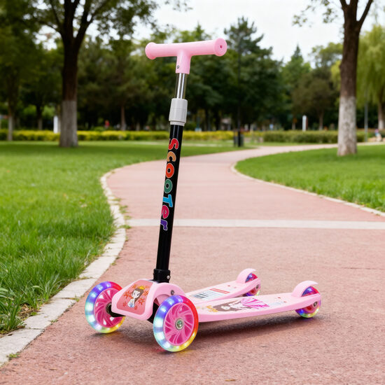 Bērnu skrejritenis Meitenēm, saliekams, ar spīdošām LED riepām