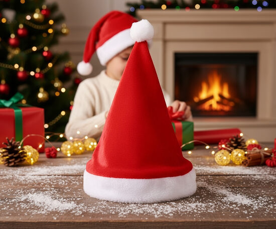 Klasiskā Ziemassvētku cepure ar pomponu