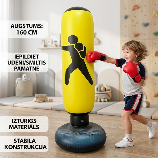 Grīdas boksa maiss bērniem un iesācējiem (piepūšams, 160cm)