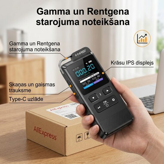 Portatīvais Geigera skaitītājs GC-02 ar IPS displeju