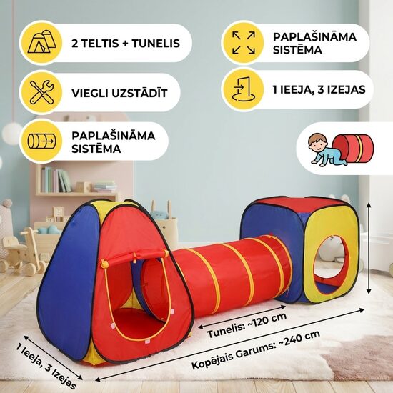 Bērnu telts ar tuneli