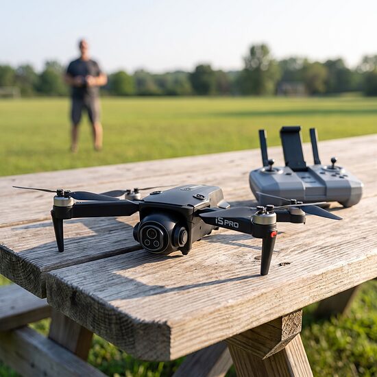 Salokāms Dual Cam Iesācēju Drons ar Optisko Stabilizāciju un 200m Lidojuma Attālumu