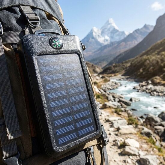 Power Bank 20000 mAh ar Saules Paneli un Kompasu