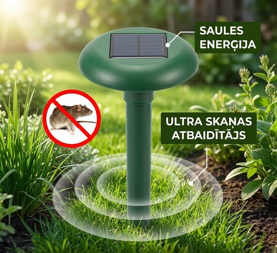 Kurmju, čūsku, peļu atbaidītājs 600-800kvm ar saules bateriju