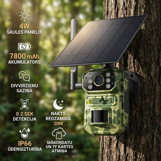 Meža kamera 14Mp, 4g online, solar medību kamera