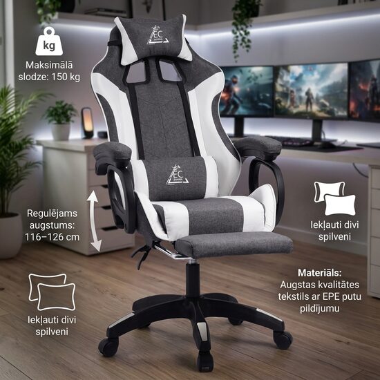Ērts un ergonomisks datora biroja krēsls ilgstošam komfortam