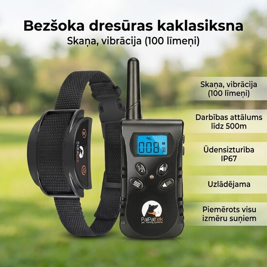 Bezšoka Vibrācijas Dresūras Kaklasiksna Suņiem ar Tālvadību