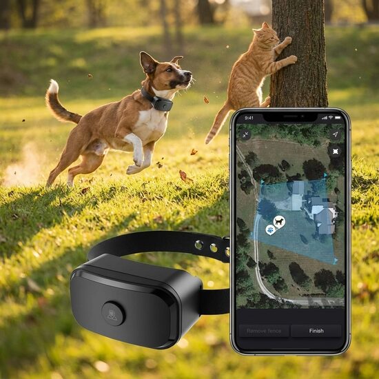 Suņu Dresūras Sistēma ar GPS Kontroli GF02 – Skaņa, Vibrācija un Elektroimpulss, Ūdensizturīga