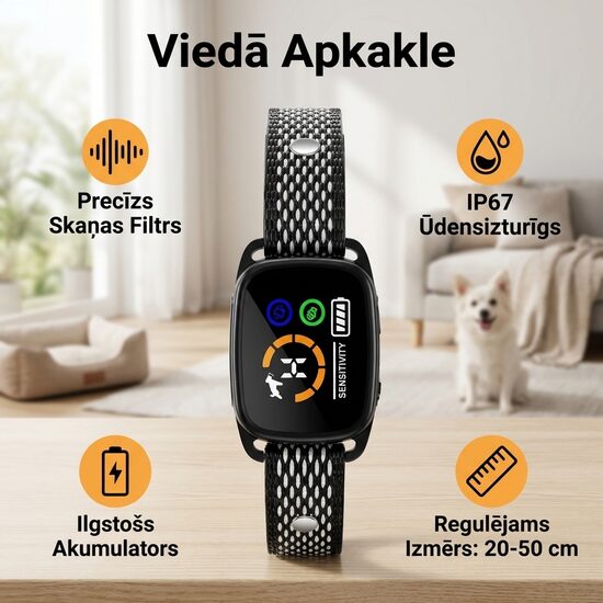 Mini Suņu pretriešanas siksna (saudzīgā - vibrācija un ultraskaņa, Bez elektoimpulsa)