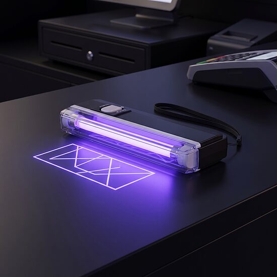 UV lampa banknošu pārbaudei 16x5.6 cm, ultravioletā, kompakta