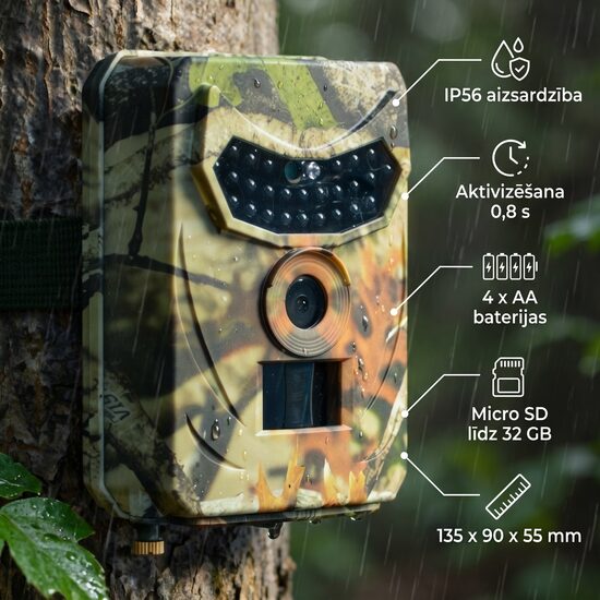 Savvaļas mednieku kamera Wild Eye 12MP, 1080p, IP56, nakts 15m